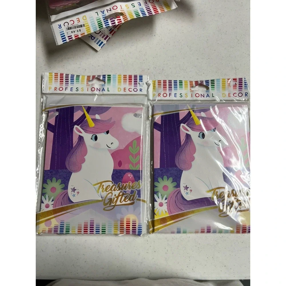 Treasures Gifted Kids Unicorn Happy Birthday Banner 2 Pack Rainbow Pink Party